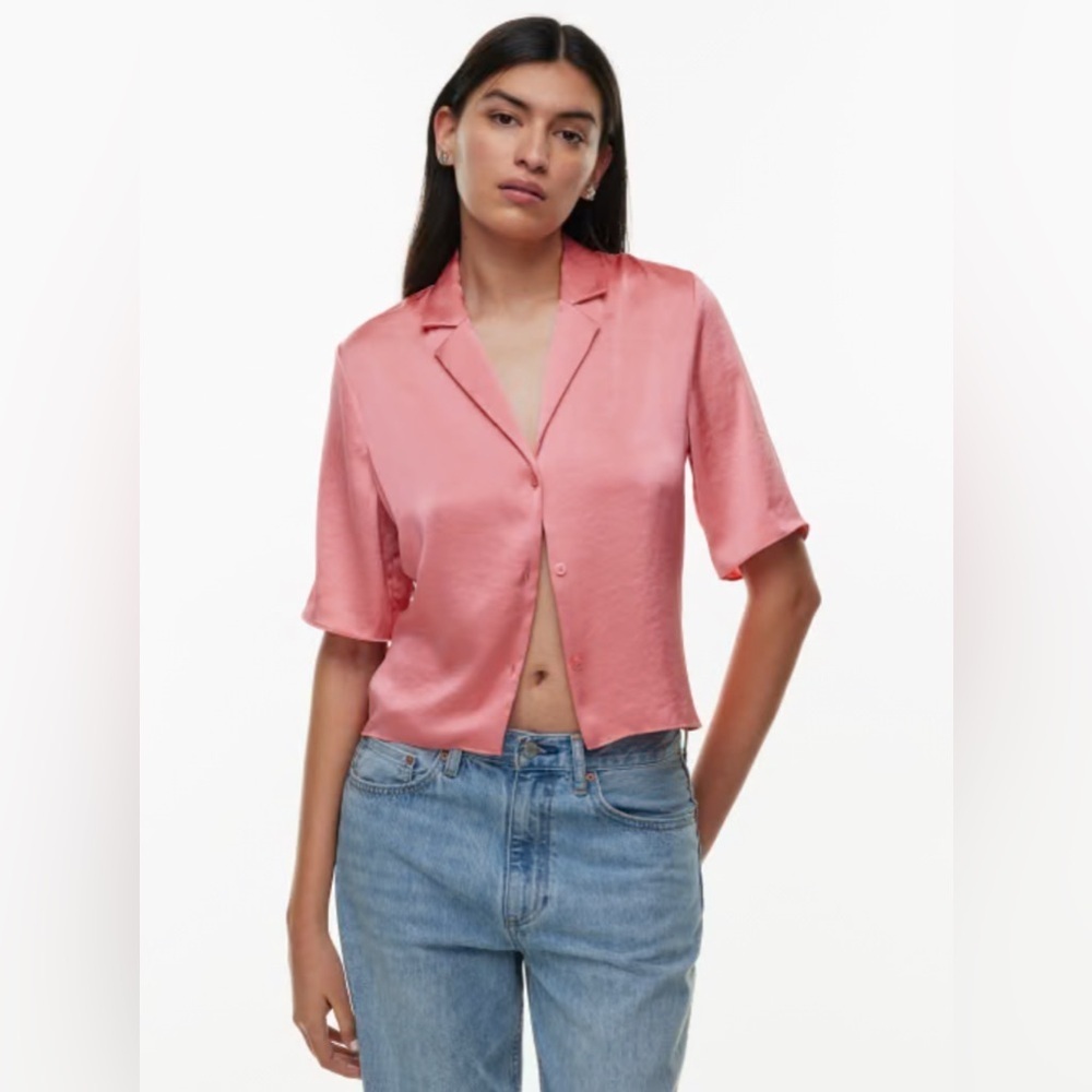 Aritzia Wilfred pink satin beso shirt size xs